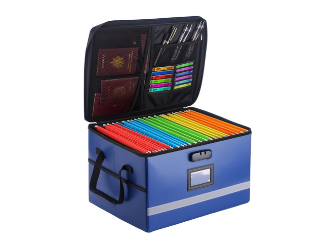 Fireproof File Organizer with Lock, 1 Layer File Box with Combination Lock, Important Document Organizer Box with Lids, Portable File Folder...