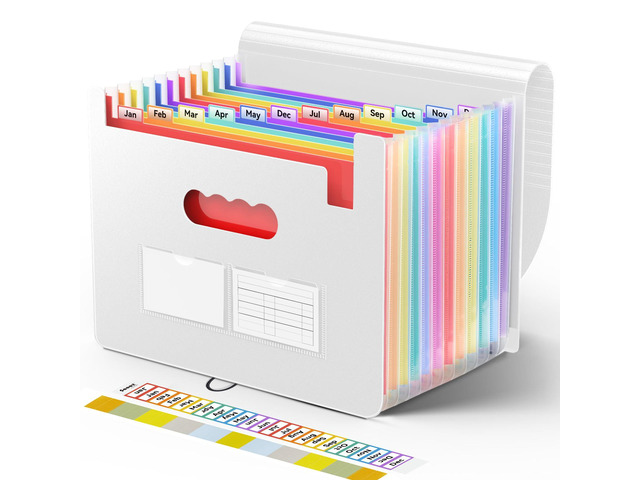 Accordion File Organizer, 13 Pocket Expanding File Folders, Letter/A4 Portable Monthly Paper Bill Tax Receipt Organizer, Letter A4 Size Document...