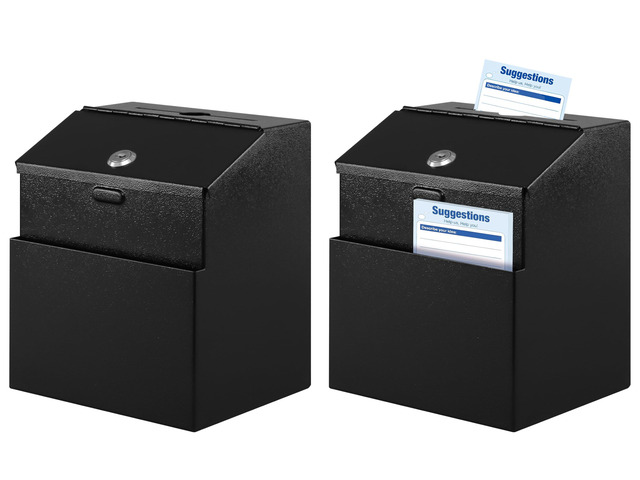 Suggestion Box with Slot and Lock, 100 Suggestion Cards, 2Pack Employee Comment Collection, Wall-Mount or Tabletop Use, Steel Construction, Card...