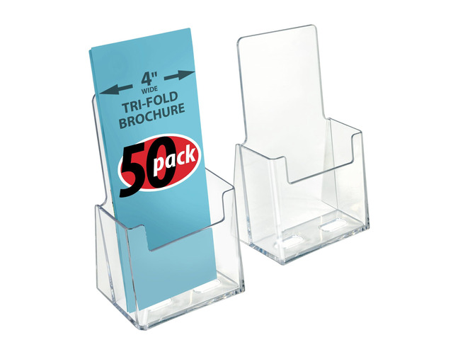 252012-50pk Clear Acrylic Trifold Literature Brochure Holder For Counter Perfect For Pamphlets Brochures Menus Promotions Literature ...