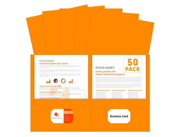 Two Pocket Folders, Paper Folders with Pockets, 50 Pack, Orange 2 Pocket Folders Fit Letter Size Paper, Paper File Folder for School Office Home...