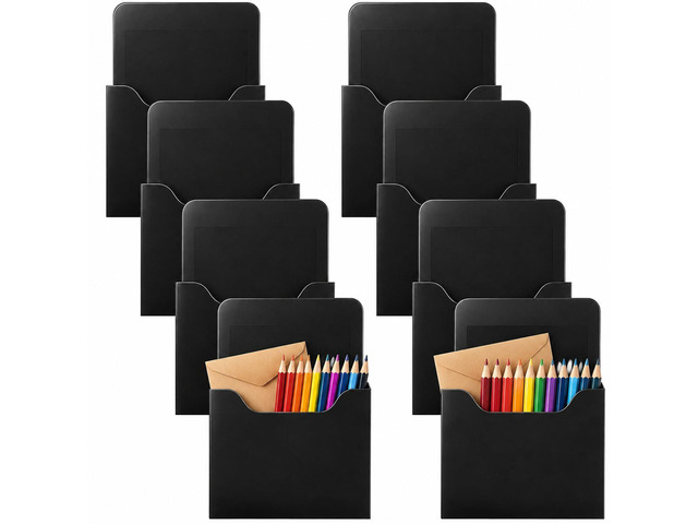 8 Pack Magnetic File Folder Holder for Whiteboard Classroom Storage 5'x7'x1.2' Hanging Magnetic Wall File Organizer, Refrigerator Magazine Holder,...