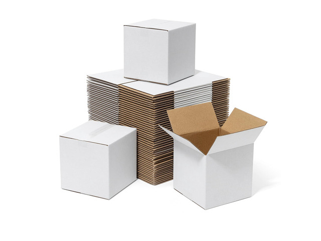 4x4x4' Small Shipping Boxes 100 Pack Corrugated Cardboard Box White Bulk quantity, Packaging for Small Business, Mailer Packing Supplies