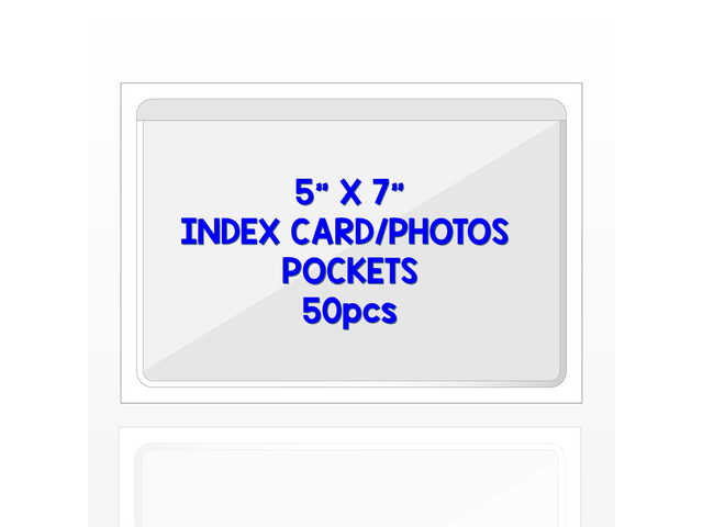 Clear Adhesive Index Card Pockets, 5' x 7', 50 Pack Top Open for Loading, Plastic Labels Holders, For Storage Bins and Library Card, Organizing and...