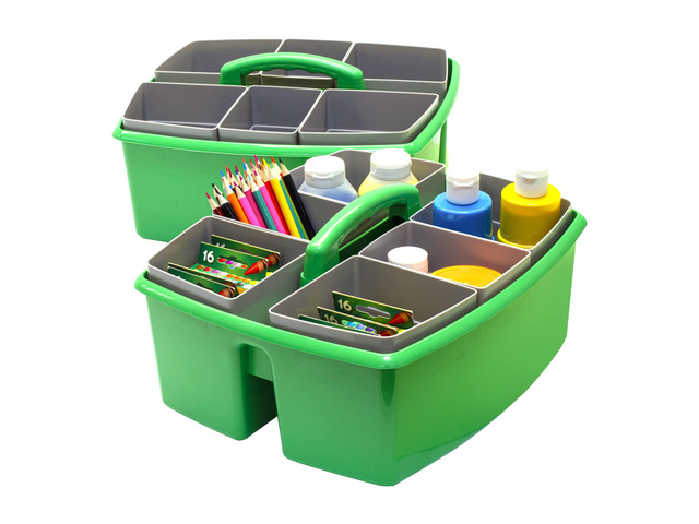Large Classroom Caddy with Cups, 13 x 11 x 6.575 Inches, Green, Case of 2 (00983U02C)