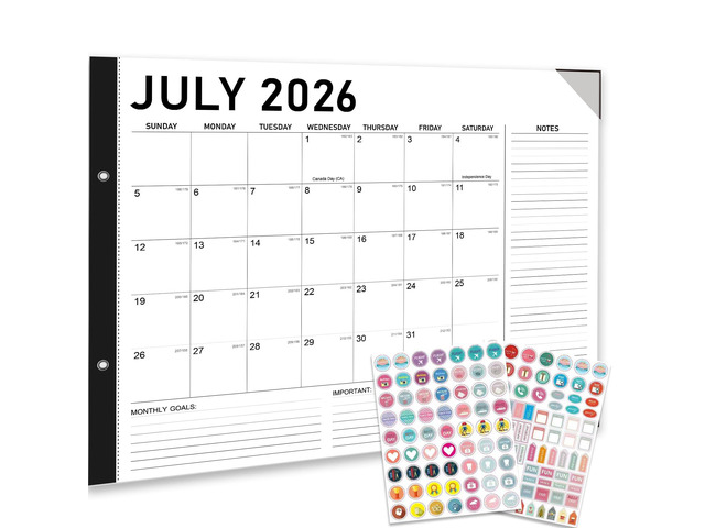 2026-2027 Desk Calendar - 22' x 17', 18 Month Calendar Jul 2026 - Dec 2027, Large Monthly Desktop Calendar with Daily Blocks, Thick Paper, Corner...