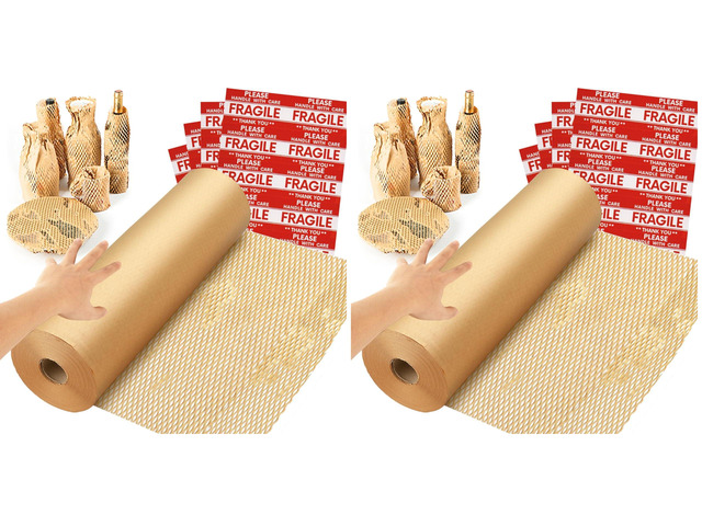 Honeycomb Packing Paper Wrap 15''x328', Substitute Alternative for Bubble Cushioning Wrap for Moving Shipping Packaging, Recyclable Moving Supplies...