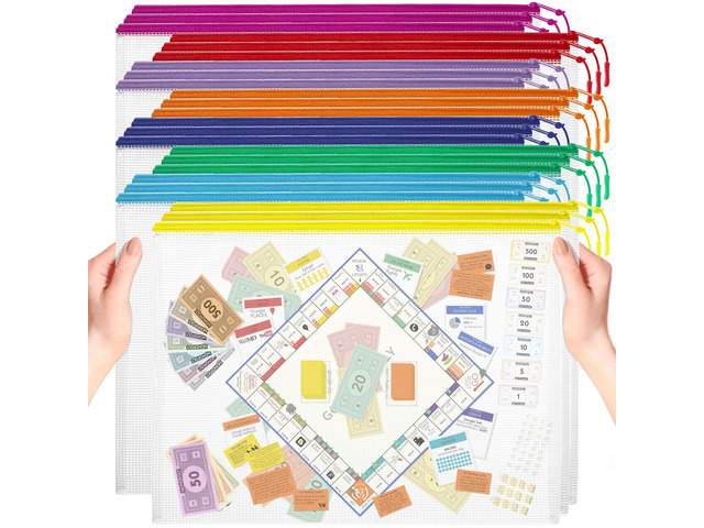 24pcs Mesh Zipper Pouch, Puzzle Storage Bags, A3 17x12 Inches Large Reusable Zipper Pouches for for Classroom Office Supplies Organizing, Extra...