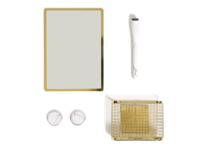 Magnetic Locker Accessories & Decor Kit, Elevated Gold Back to school ready: five pieces in all - dry erase mirror, cup, marker and two magnets,...