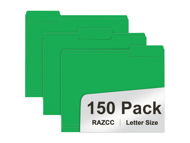 File Folder, 150 Pack 1/3 Cut Tab File Folders Letter Size, Creen, Colored Folders with Tab Great for Organizing and Easy File Storage