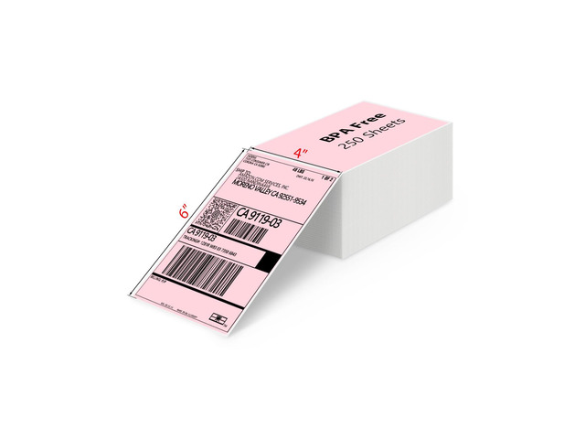 4X6 Thermal Direct Shipping Label Compatible with MUNBYN, IDPRT, Rollo, Postage Label Paper for Small Businesses, 250 Labels/Pack, Pink
