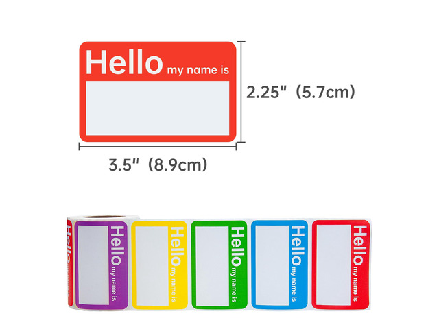 L LIKED 400 Colors Hello Name Tags Stickers 3.5x2.25 for School Office Home (Pack of 2)