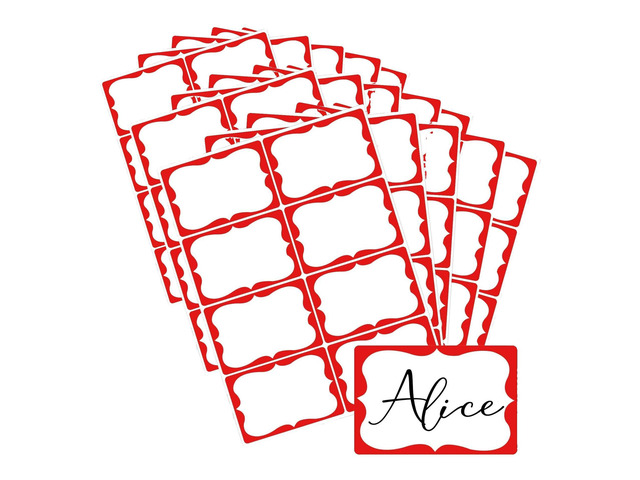 Red Name Tag Stickers, 2'x 3' Holiday Gift Tag Stickers with Red Border 200 Pcs Adhesive Name Sticker Name Badges Labels for Holiday Gift, School,...