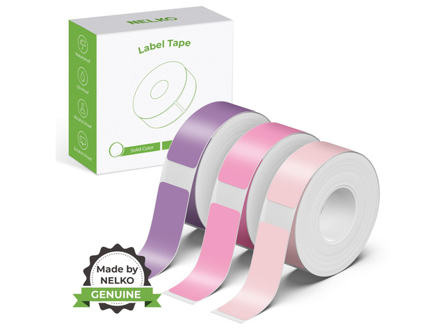Genuine P21 Label Maker Tape,14x40mm, 3-Roll, Purple/Rose/Pink Easy to Peel, BPA-Free, Strong Adhesion, Water-Resistant & Oil-Proof, Great for...
