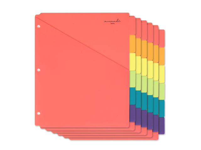 6-Tab Plastic Binder Dividers, 2 Pockets, Primary Colors, 6 Sets Made of PP Plastic, Fit for 3-Ring Binders, 2 Pockets, Letter Size, Provide...