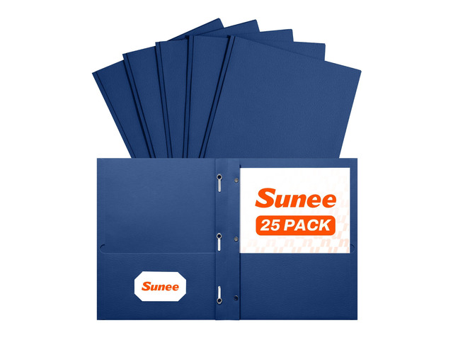 Folders with Prongs, 25 Pack 3 Prong Folders with 3 Metal Prong Fastener Clips, 2 Pocket, Fit Letter Size Paper, Paper Folders for School Office...