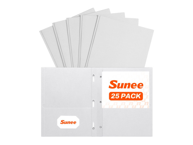 Folders with Prongs, 25 Pack 3 Prong Folders with 3 Metal Prong Fastener Clips, 2 Pocket, Fit Letter Size Paper, Paper Folders for School Office...