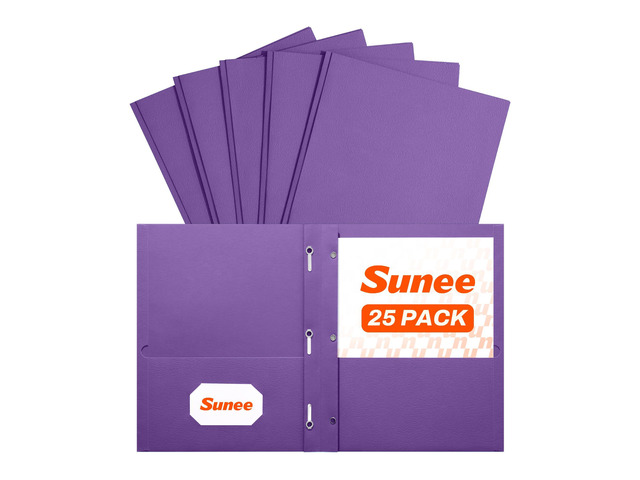 2 Pocket Folders with Prongs (25 Pack, Purple), Paper Folders with 2 Pockets and 3 Prongs Fit Letter Size Paper, Folders with Prongs for School...