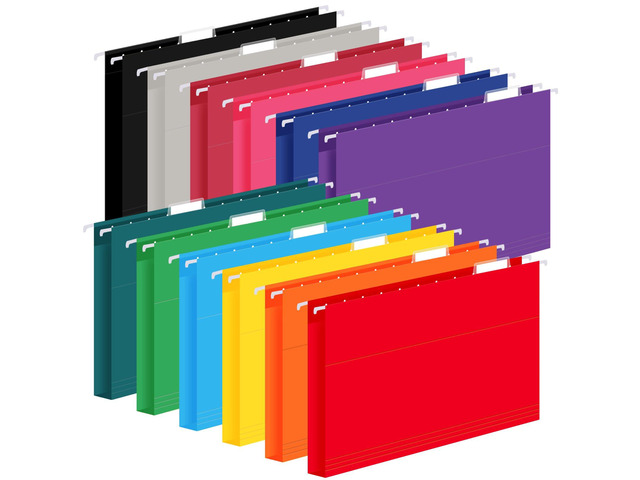 24 Pack Hanging File Folders, Letter Size with 1/5-Cut Adjustable Tabs, 12 Selected Color - File Folder Organizer for Filing Cabinet Office Home,...