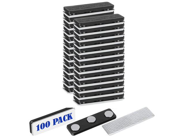 100 Magnetic Badge Holders for Clothes, Uniforms, Shirts, Craft, Name Tags Magnets with Adhesive Backing for Students, Visitors, Schoolchildren -...