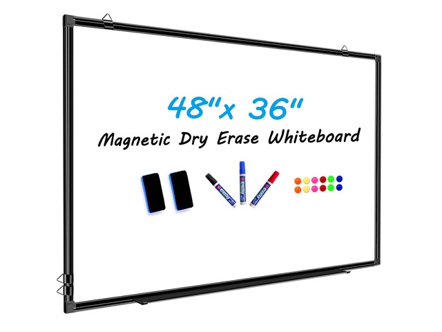 48'x36' Magnetic White Board Dry Erase Wall Mount Whiteboard - Office Home Classrooms White Board Hanging Writing Board with Black Aluminum Frame