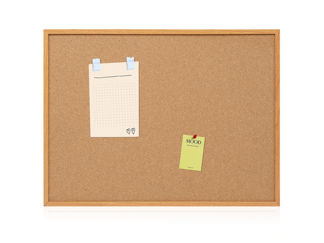 Cork Board Bulletin Board 30 x 42, Oak Framed 4x3 Corkboard Hanging Office Board for Wall Decor, Large Wall Mounted Notice Pin Board with 15 Push...