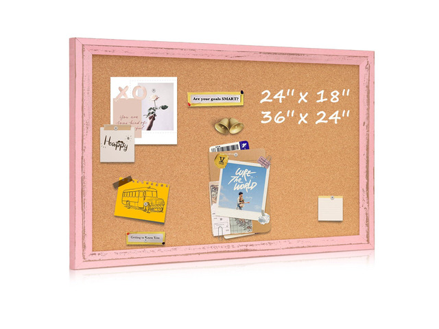 Cork Board Bulletin Board, 36'x24' Corkboard for Wall Pink Wooden Frame, Decorative Pin Board, Message Board, Notice Board, Vision Board for Home,...