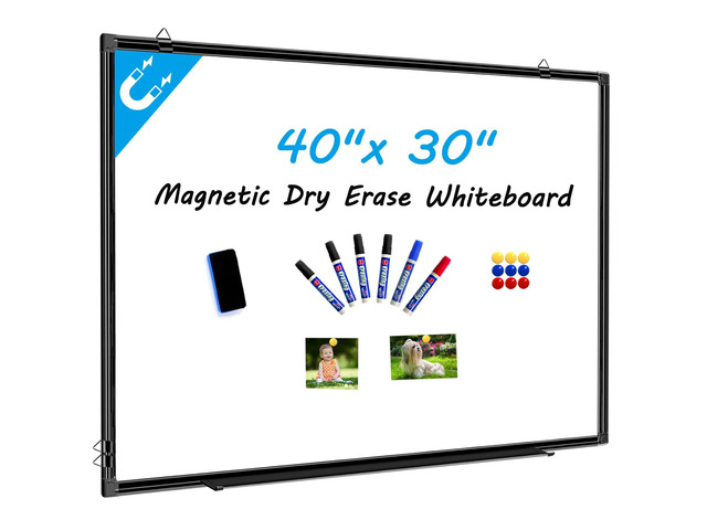 40'x30' Magnetic White Board Dry Erase Wall Mount Whiteboard - Office Home Classrooms White Board Hanging Writing Board with Black Aluminum Frame