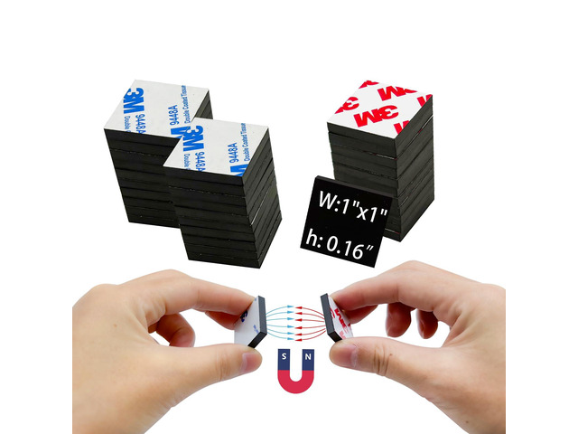 Paired Magnets with Adhesive Backing,Small Square 1',Strong Thick Magnet Tape,Matched Sticky Magnetic Sticker(36 Pieces=18 Pairs),Thickness 0.16'