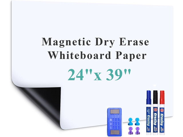Magnetic Whiteboard Decal for Wall: Home Office Plans Stay Visible Vertical Dry Erase Board Sticker with No-Ghosting PET Surface - 39' x 24'...