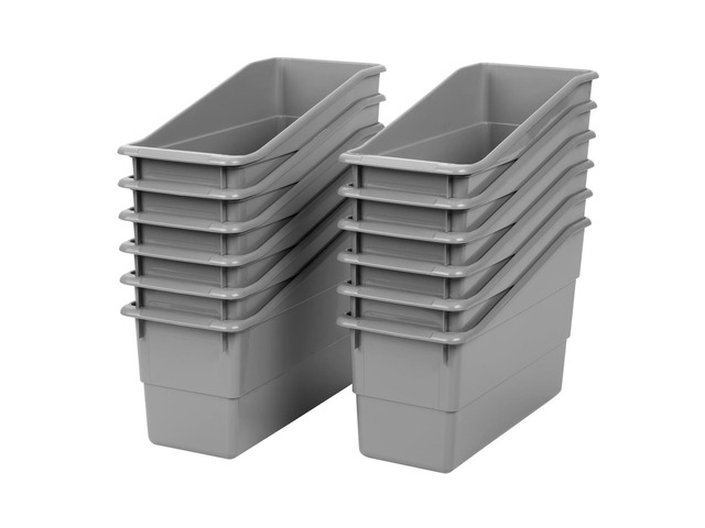 Durable Book & Binder Holders 12-Pack, Pebble Ideal for Narrow or Vertical Storage Needs, Book, Magazine, File Folder, & Binder Holders, Classroom...