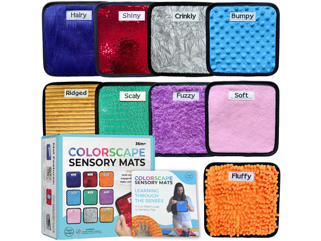 9 Labeled Sensory Mats w/Lesson Plans Sensory Toys for Kids with Autism Mats for Autistic Children Occupational Therapy Toys Sensory Wall...