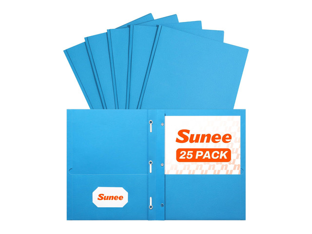 2 Pocket Folders with Prongs (25 Pack, Blue), Paper Folders with 2 Pockets and 3 Prongs Fit Letter Size Paper, Folders with Prongs for School...