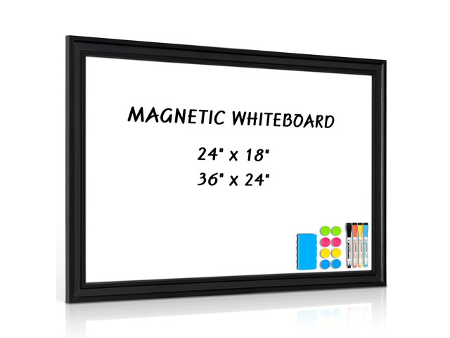 White Board for Wall, 36'' x 24'' Magnetic Dry Erase Board, Black Wooden Frame, Decorative Whiteboard, Wall Mounted, for Home, Office, Kitchen,...