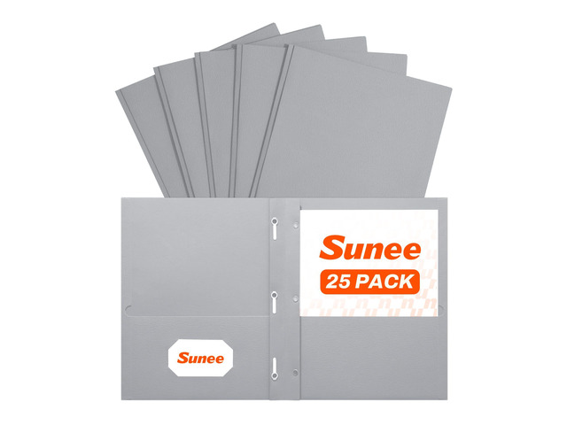 Folders with Prongs, 25 Pack 3 Prong Folders with 3 Metal Prong Fastener Clips, 2 Pocket, Fit Letter Size Paper, Paper Folders for School Office...