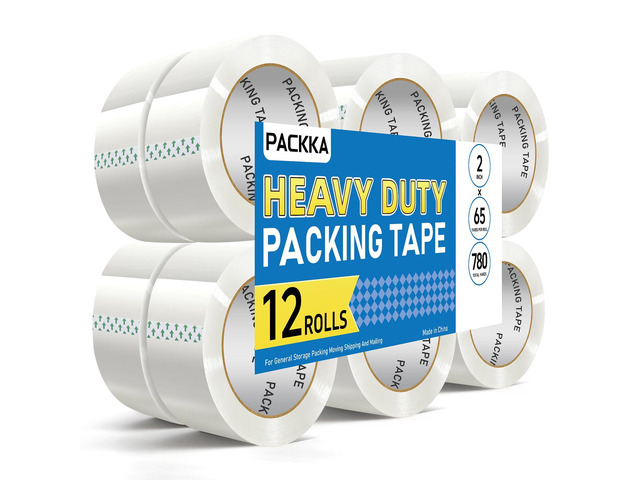 Clear Packing Tape, Heavy Duty Packaging Tape Refills 12 Rolls, 2 inch x 65 Yards, Shipping Tape Box Tape Mailing Tape for Shipping Packaging...