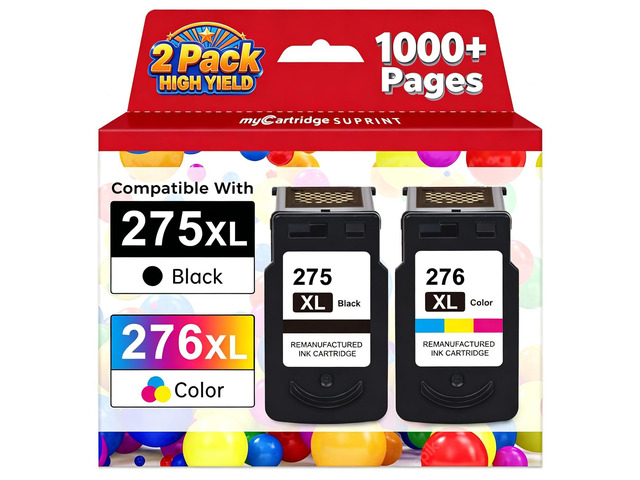 PG-275XL CL-276XL High Yield Replaced for Canon 275 and 276 Ink Cartridges 275XL 276XL Black Color Combo Pack Compatible with PIXMA TS3722 TS3700...