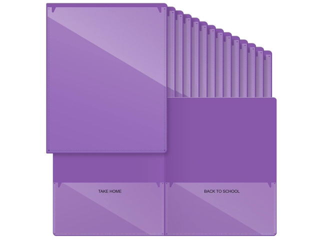 48 Pcs Take Home Homework Folders 2 Pocket for Student,Purple Clear Front Pocket, School to Home Communication, Parent Teacher Connector, Student...