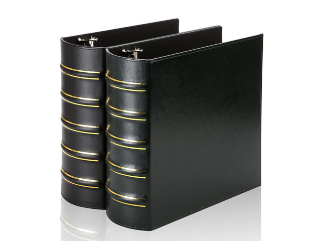 2 Pcs Vintage Hardback 3 Ring Binder 3 Inch, Professional Leather Binder 3 Ring, Three Ring Binders Fits 8.5 x 11, D Ring Binders for Home, School...