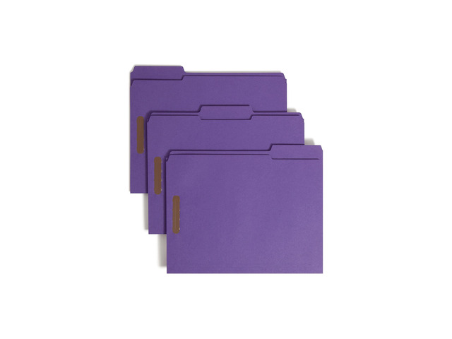 Fastener File Folders, Reinforced 1/3-Cut Tabs, 2 Fasteners, Letter Size, Purple, 50 per Box (13040)