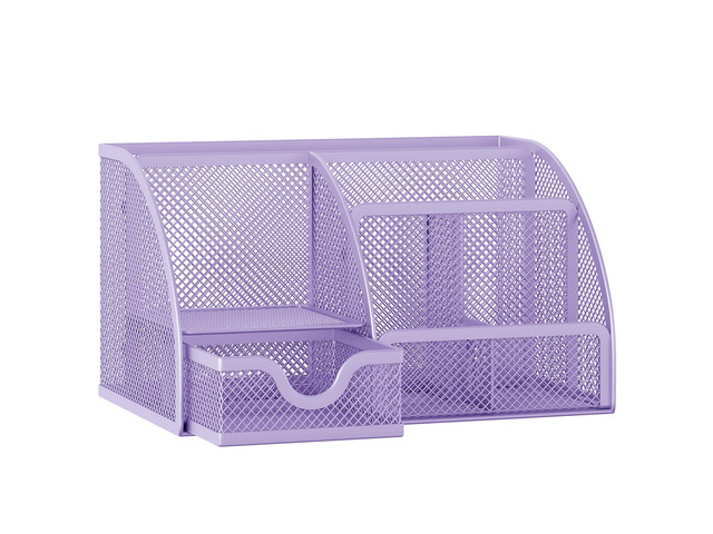 Mesh Desk Organizer with Drawer Multi-functional Pen Holder Stationery Organizer for Office School Supplies 6 Compartments Dorm Organizers and...