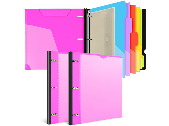 1 Inch Telescoping Project Organizer Binder-2PCS,13 Pocket, Customizable Front Cover, 5 Colors Pocket Divider and Plastic Binder Pocket225 Sheet...