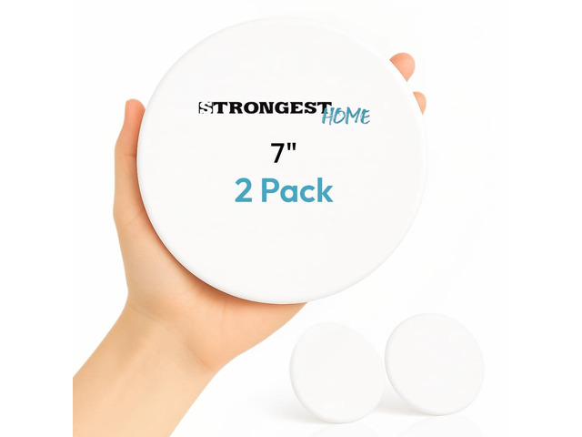 7-Inch White Rubber Door Stopper Wall Protector XXL, Giant Jumbo Wall Shield Guard Cushion, Heavy Duty Drywall Repair Hole Cover Patch Saver, 2-Pack