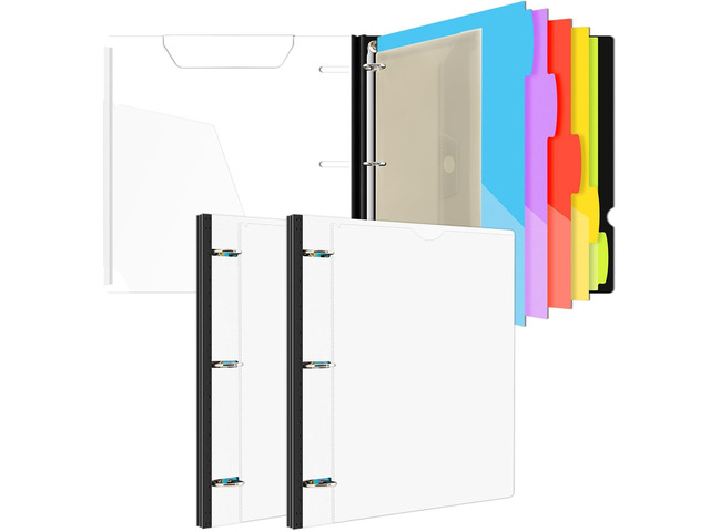 1 Inch 3-Ring Telescoping Project Organizer Binder-2PCS,13 Pocket, Customizable Front Cover, 5 Colors Pocket Divider and Plastic Binder Pocket225...