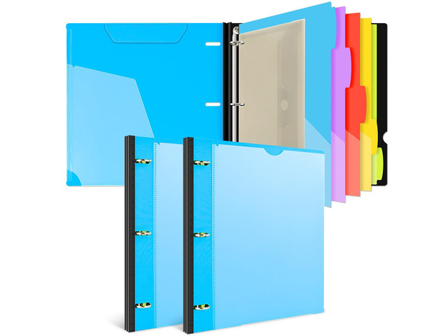 1 Inch Telescoping Project Organizer Binder-2PCS,13 Pocket, Customizable Front Cover, 5 Colors Pocket Divider and Plastic Binder Pocket225 Sheet...