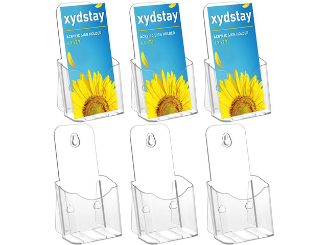 Acrylic Brochure Holder 4 Inches, Clear Flyer Sign Holder, 6 Pack Plastic Table Stand Display,Pamphlet Holder Flyer Holder,Display Stand,Table...