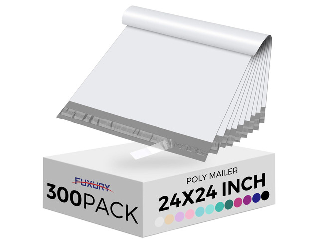 300Pcs Large Poly Mailers 24x24'', Bulk Shipping Bags for Clothing Strong Adhesive Shipping Envelopes for Small Business Suppliers,Waterproof...