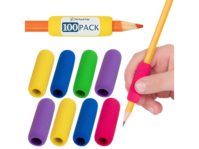 The Classics Soft Foam Pencil Grips, Ergonomic Writing Aid for Lefties and Righties, 1.5 Inch Long, Assorted Colors, 100 Pack - TPG-164100