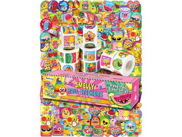 2400 Pcs Scratch and Sniff Stickers for Kids and Children, 8 Rolls Smelly Reward Stickers, Bulk Scented Motivational Incentive Stickers for...