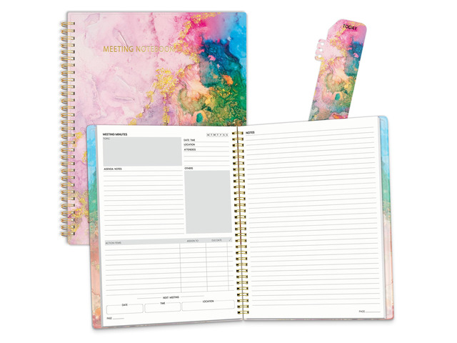 Half Meeting Half Note - 8.5'x11' Professional Notebooks for Work - 160 Pages, A4 Size Project Planner, Spiral Meeting Agenda/Minutes Organizer for...